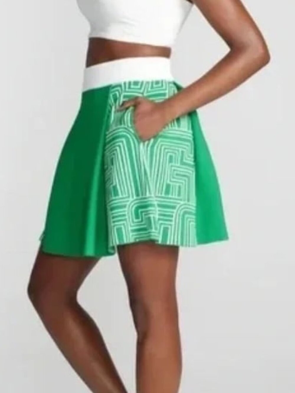 GABRIELLE UNION PLEATED TENNIS SKIRT — GREEN & WHITE — SIZE XXL — NWOT